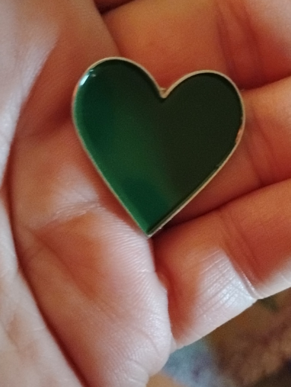 Green Heart Enamel Pin